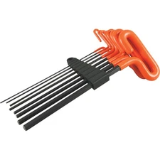 8 Piece 9" Long T-Handle, Metric Hex Key Set, 2mm - 10mm