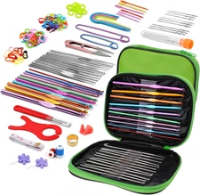 110 Pcs Crochet Hooks Set with Case Ergonomic Crochet Kit Markers Scissors DIY