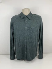 Ibex Blue Button Up Shirt Mens Size M Medium Long Sleeve Merino Wool Pocket USED