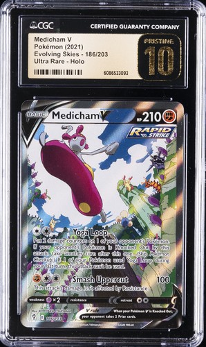 2021 POKÉMON EVOLVING SKIES ULTRA RARE- HOLO #186/203 MEDICHAM V CGC 10 PRISTINE