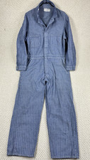 Vtg Coveralls Mens 44 Blue Stripe Herringbone Twill Mechanic Workwear USA Union