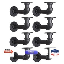 YCCO Industrial L Pipe Shelf Brackets for 7-14 in Depth Wood 6.7in 8 Pack