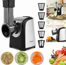 Electric Cheese Grater 150W Electric Slicer Shredder Salad Maker w/5 Attachments