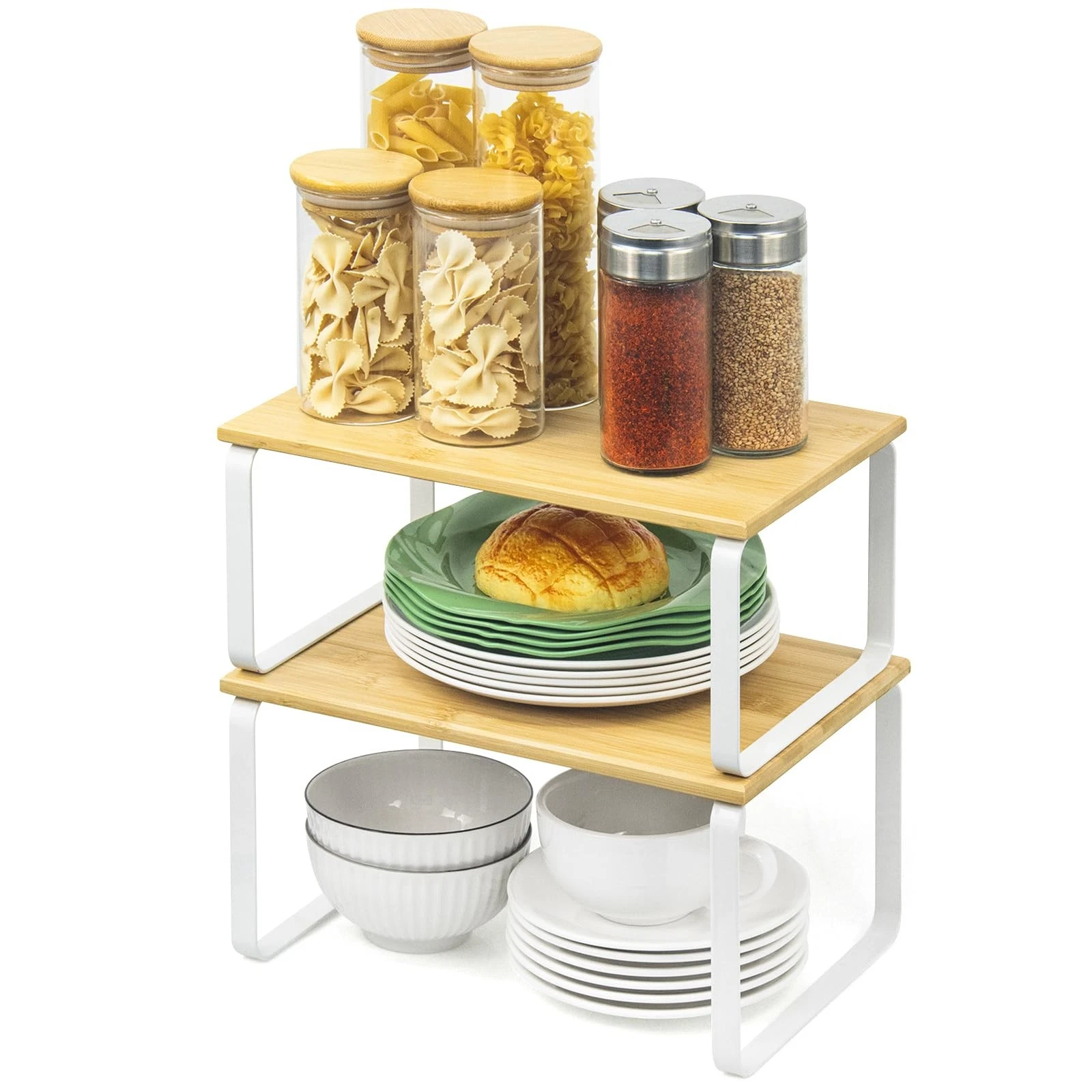 Cabinet Storage Rack, 2-Piece Kitchen Countertop Shelf, Kitchen Storage Rack,...