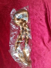 Vintage Doll Wig Long Braided Hairpiece Reddish Brown