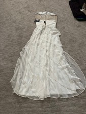 New with tags white Adrianna Papell Long Gown with jewelneck size 4