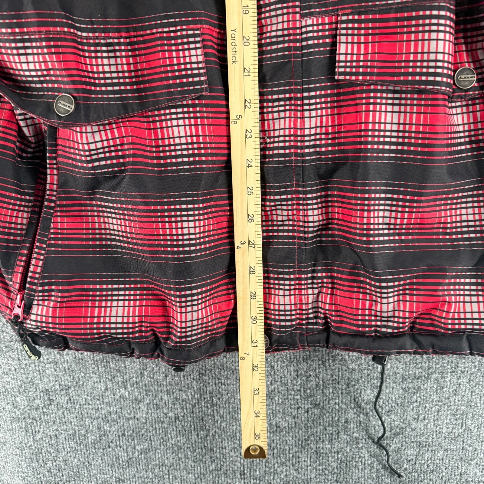 Liquid Mountain Casual Mens Medium Snowboard Ski Hooded Jacket Black Red Plaid image 13