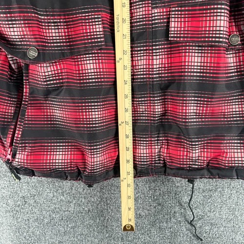 Liquid Mountain Casual Mens Medium Snowboard Ski Hooded Jacket Black Red Plaid image 13
