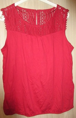 Street One Top  Shirt mit Spitze rot dunkelrot Gummibund Gr. 44