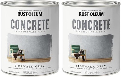 Concrete Interior Wall Paint 2-Pack, Quart Size, Sidewalk Color, 0.25 Gallon