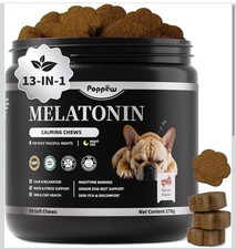 Dog Melatonin Calming Chews for Nighttime Sleep, Natural Relaxation Stress ...
