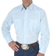 Wrangler Sport Western Snap Long-Sleeve Shirt for Men - Blue - L