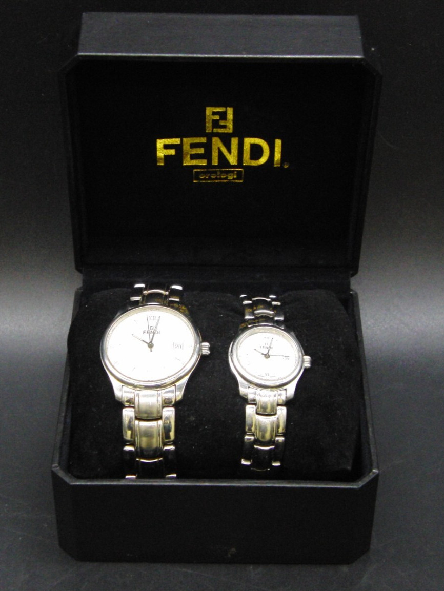 FENDI His & Her 210G 210L Pair Watches Ladies Man's Stainless Steel Watch In Box