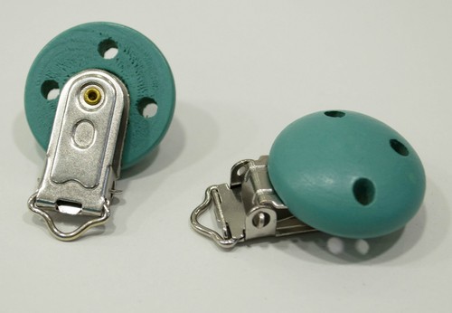 Clip Pince Attache Tetine en Bois Rond 3cm Couleur au Choix Couleur unique - Imagen 14 de 16