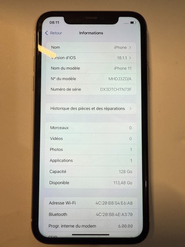 Apple iPhone 11 - 128Go - Blanc (Désimlocké) - Photo 6 sur 8