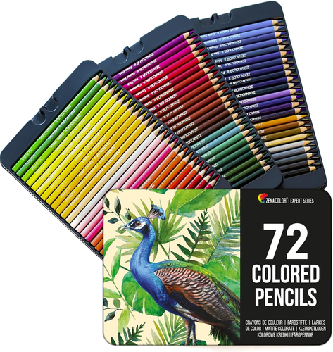 - 72 Matite Colorate Con Scatola in Metallo - 72 Colori a Matita per Disegno - M - Foto 9 di 12