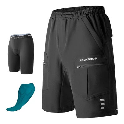 ROCKBROS Fahrradhose Herausnehmbarer Unterwäsche mit Gepolsterte Kurz Shorts