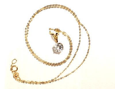 Gold chain with pendant 43 cm brilliant cut zircon 1 ct 6.45 mm   GG 8k=333