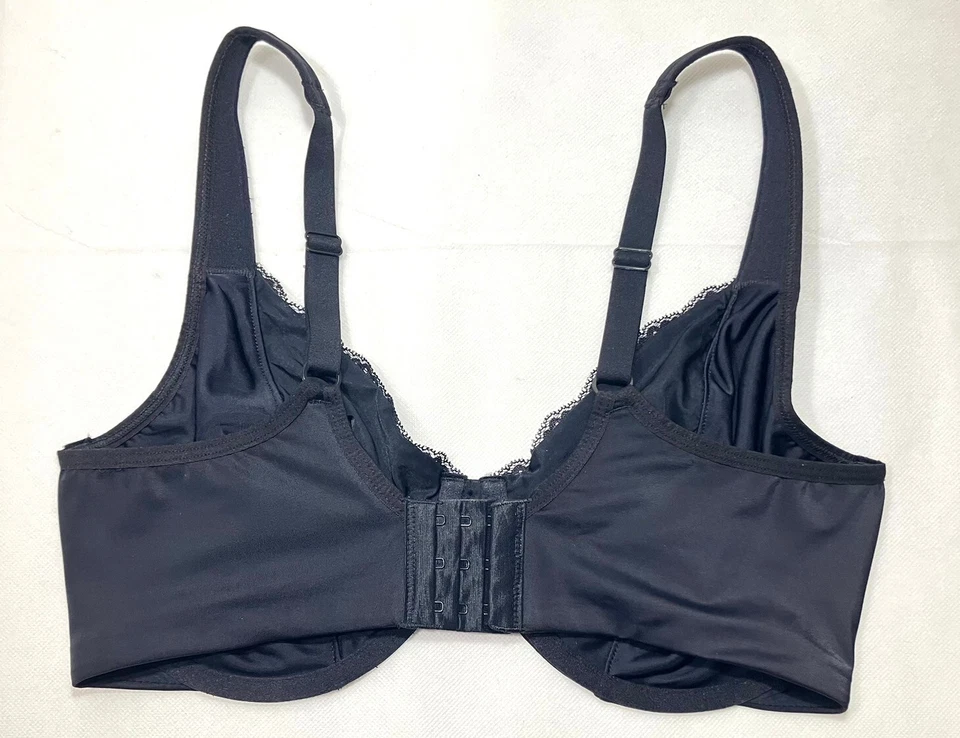 Sujetador minimizador con aros de encaje favorecedor 36D Vanity Fair 76014 negro nuevo sin etiquetas Foto 3 de 4