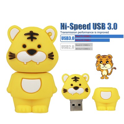 USB 3.0/2.0 Flash Drive 64GB 32GB 16GB 8GB Cute Cartoon Tiger Memory Stick Thumb