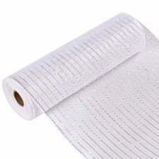 Metallic Deco Mesh Ribbon 10 inch X 30 feet10 Yards-Decorative Ribbon White w...
