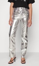 GOOD AMERICAN WOMEN'S GOOD ICON TROUSERS HIGH RISE J FLY 5 POCKETS GREY SIZE 4