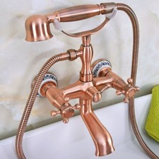 Antique Red Copper Brass Bathroom Clawfoot Tub Faucet With Hand Shower Mixer Tap