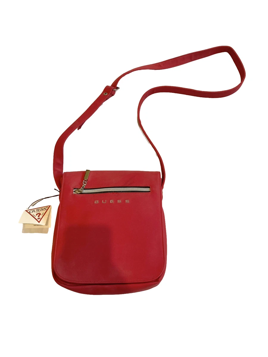 NWT Guess Sorrento Crossbody Red Bag With A Snap Front Flap And A Zipper