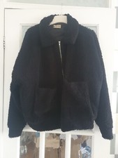 Womens Black Faux Fur In The Style Overcoat - Size Medium