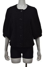 Penty Tracy Reese Womens Jacket Size S Black Gray Blazer 3/4 Sleeve Cotton