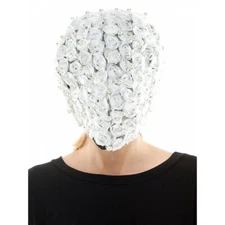 Over the Head White Floral Roses Full Face Yeezus Masquerade Mask