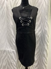 MINKPINK Women’s Black Stretch Denim Lace Up Dress Size L