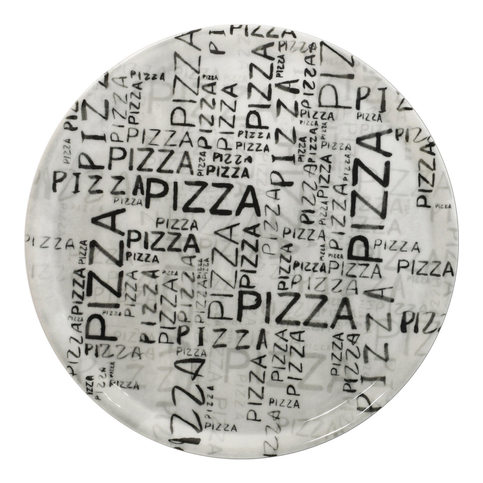Pizzateller 31 cm Porzellan Pizza Teller Servierteller Schwarz Weiß Text