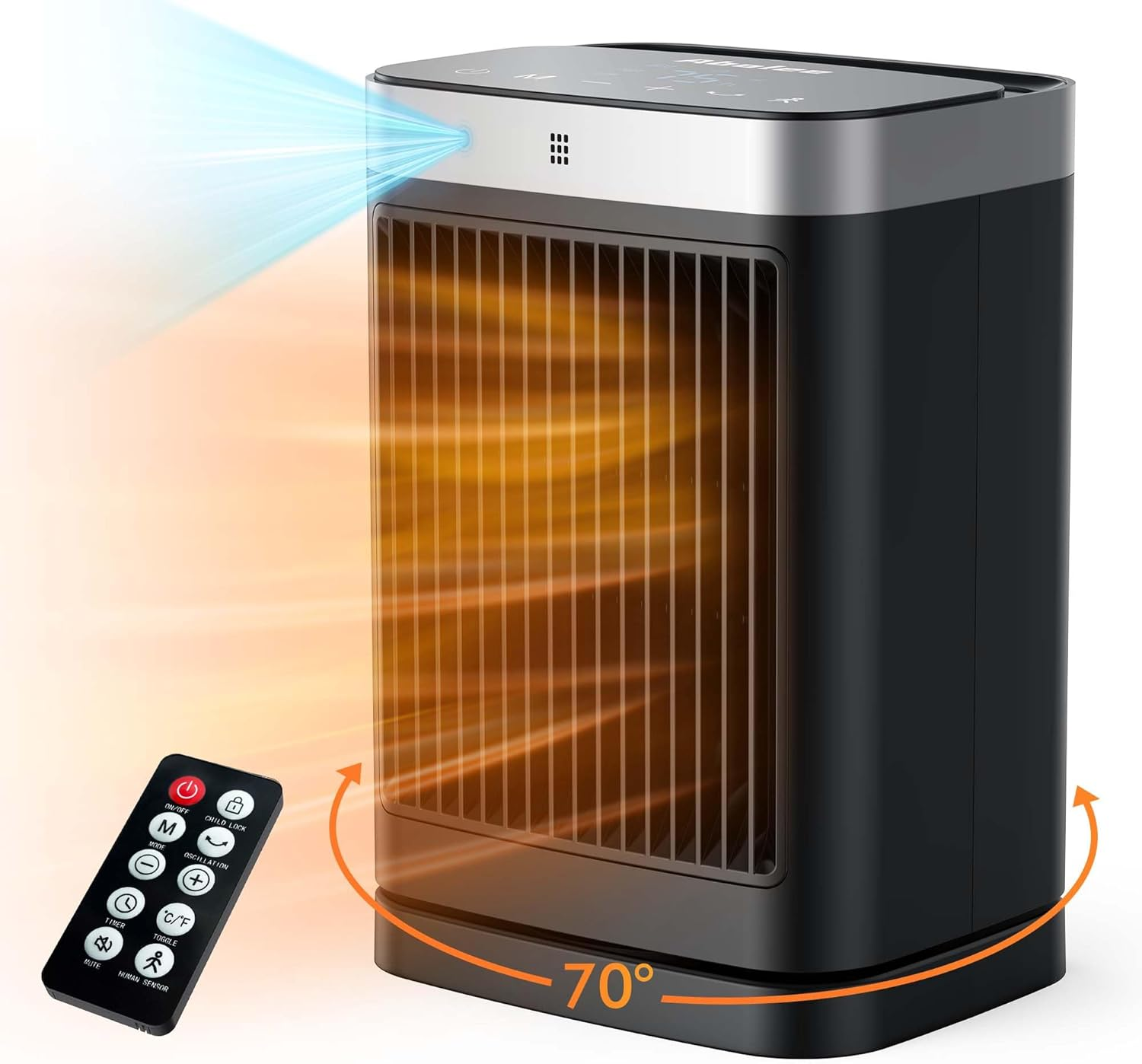 Space Heaters with Motion Sensor, 1500W Ceramic Heating with Remote, Portable El