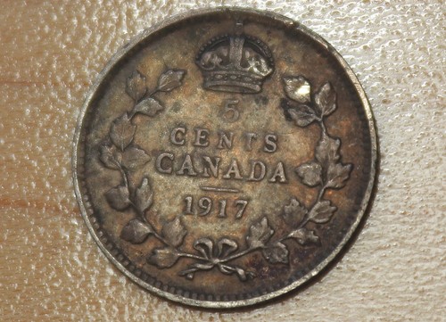 1917 Canada 5 Cents Silver