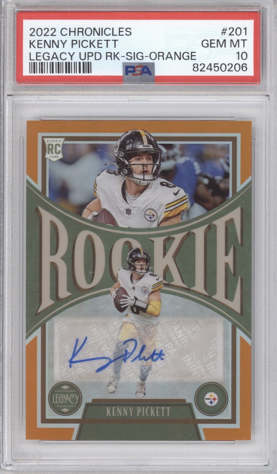 Kenny Pickett Panini Chronicles Legacy Update Rookies #201 Signature-Orange