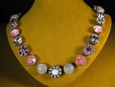 MARIANA NECKLACE SWAROVSKI CRYSTALS PINK GRAY PERL SILVER PL MOSAIC Multi Gift