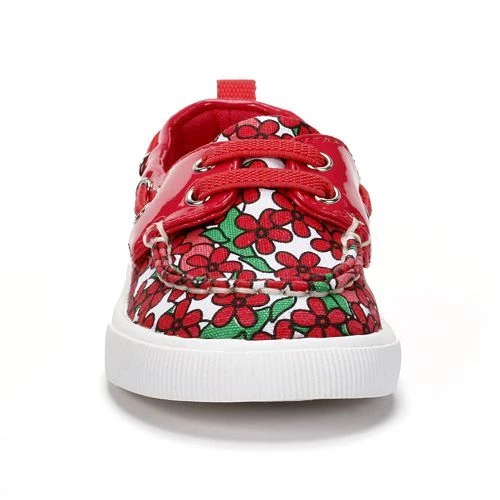 NUEVO Jumping Frijoles Bebés Niñas Sin Cordones Lona Rosa Brillante Flor Barco Zapatos 2T Foto 2 de 4