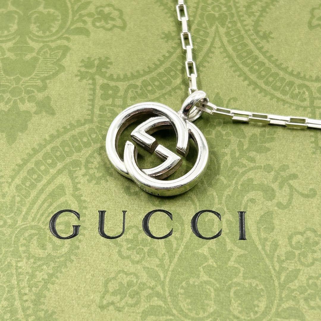 【GUCCI】Interlocking G スターリングシルバーネックレス Gucci interlocking pendant GG logo sterling necklace silver