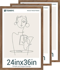 Set of 3 Brown Walnut 24x36 Solid Wood Poster Frames for Wall Display