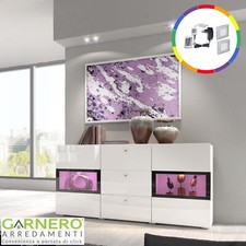 Credenza moderna 137x70cm bianco lucido con LED soggiorno EMOTION GIHOME®