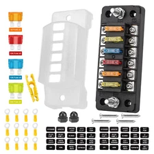 6 Way Blade Fuse Box Block Holder Waterproof Cover for Car Boat Truck DC 12-32V