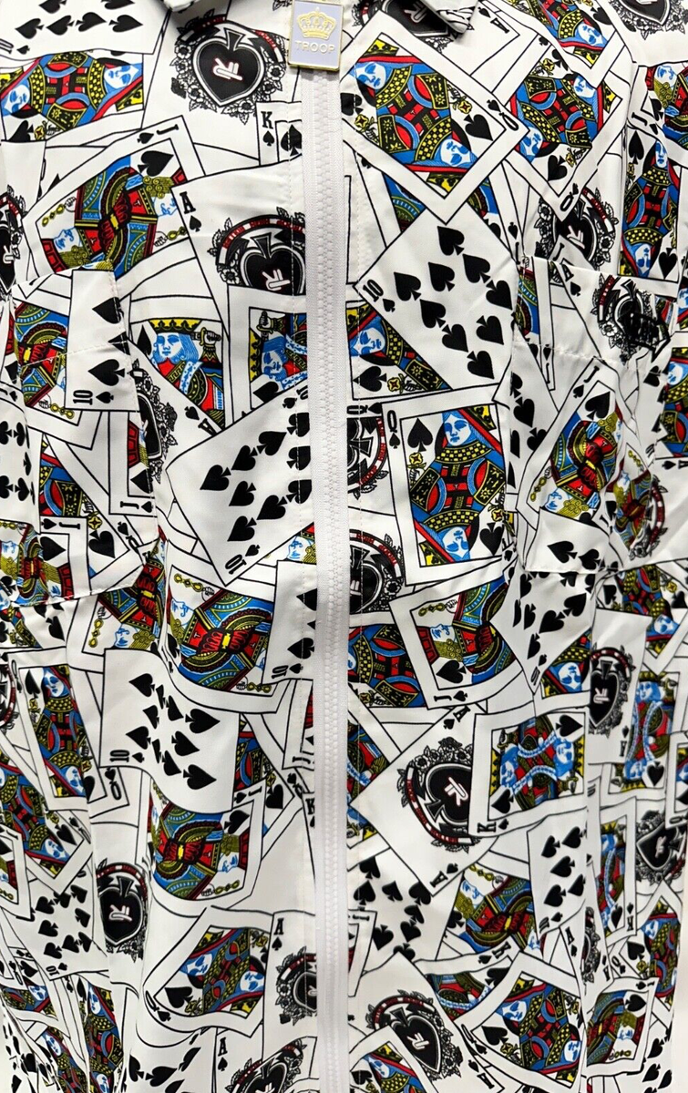 World Of Troop CABANA ZIP UP SHIRT High Roller Cards Spades Poker