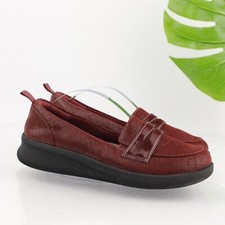 Clarks Womens Ayla Form Flat Size 8 Burgundy Penny Loafer Casual Comfy Shoe