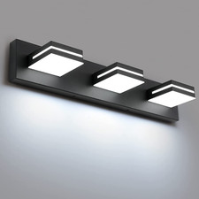 LED Bathroom Vanity Light 3-Light 24" Matte Black Wall Fixture Over Mirror 6000K