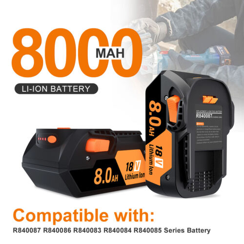 1/4PC For Ridgid R840085 8.0Ah Lithium Battery Rigid 18Volt R840087 6.0Ah Tool - Picture 6 of 30