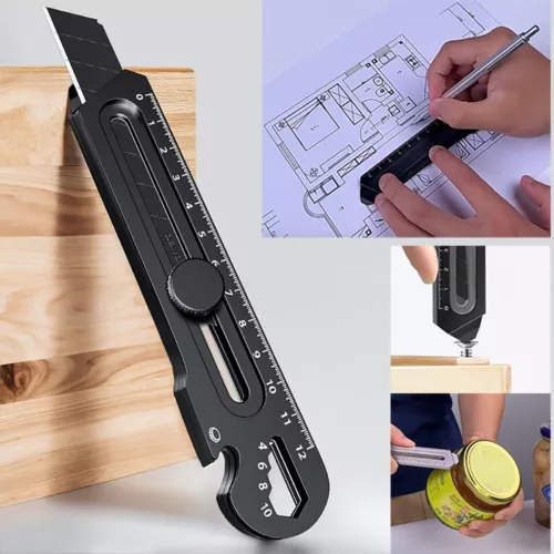 Neu 6 in 1 Stainless Steel Utility Kni art knife Kunstmesser Schwarzes Messer DE - Bild 1 von 10
