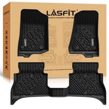 LASFIT Floor Mats for 2021-2025 Jeep Wrangler 4xe TPE Floor Liners 1st & 2nd Row