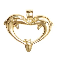 New 14k Yellow Gold Dolphin Pendant