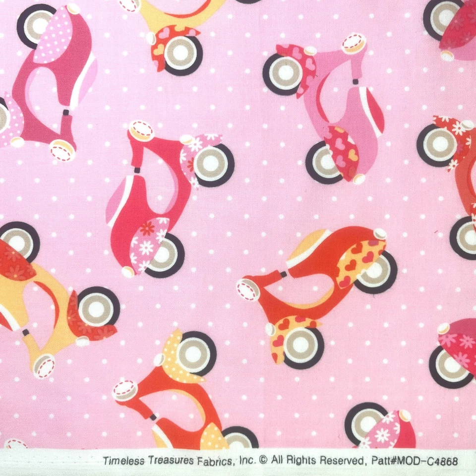 Moped Scooter Fabric by Timeless Treasures MOD-C486830 31” L x 44” W 100% Cotton - Image 3 of 4